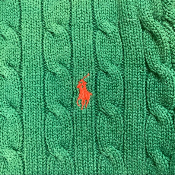Ralph Lauren Green Cable Knit Sweater Crewneck Preppy Academia Women’s Small. - Picture 2 of 7